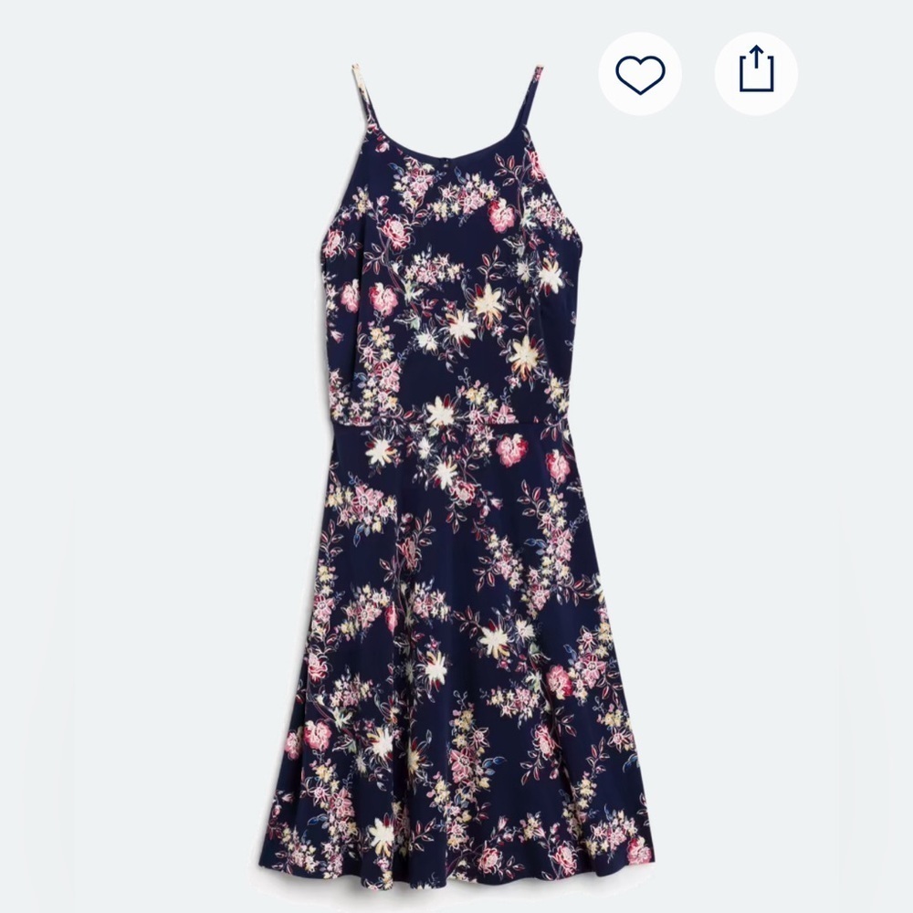 Fortune+Ivy Liv Knit Navy Blue and Floral Dress size 1x - Navy and Pink